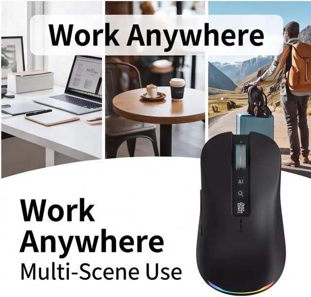 Alt view image 7 of 7 - Ai Mouse with Voice Typing & ChatGPT Assistant,Smart Mouse Multi Language Voice to Text Recorder Ergonomic Wireless BT Mouse 600mAH for Computer,PC,Laptop,2026 Upgraded (Upgrade BK)