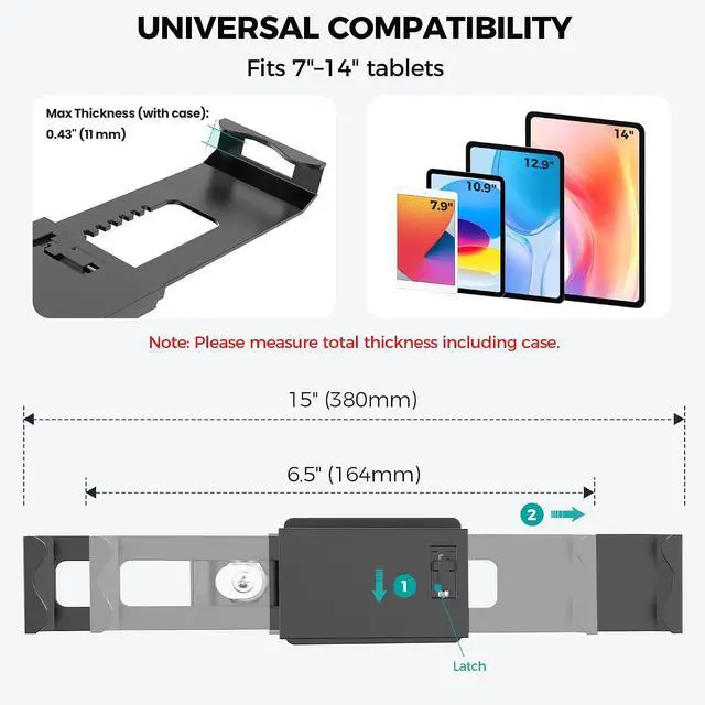 Alt view image 2 of 7 - Anti-Theft Tablet Wall Mount with Key Lock, Full Motion Locking iPad Holder
