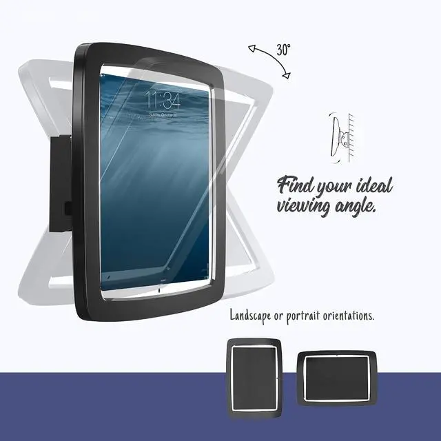 Alt view image 5 of 7 - Tablet Wall Mount Lockable Tiltable Anti Theft Security, Compatible with 10.9" iPad 10th, Pro 11" 1 2 3 4, Air 4 5, Air 11''(M2/M3/M4), iPad 11"(A16) - BSW102BA