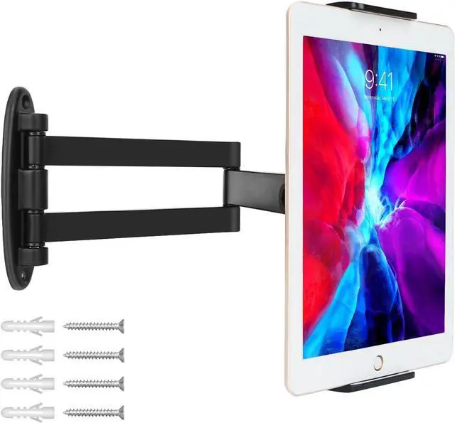 Main image of Tablet Wall Mount with Adjustable Long Arm Hinge 360° Swivel Bracket for 4.7 to 12.9 inch Tablet or PhoneBlack