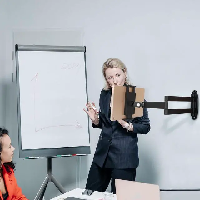 Alt view image 5 of 6 - Tablet Wall Mount with Adjustable Long Arm Hinge 360° Swivel Bracket for 4.7 to 12.9 inch Tablet or PhoneBlack