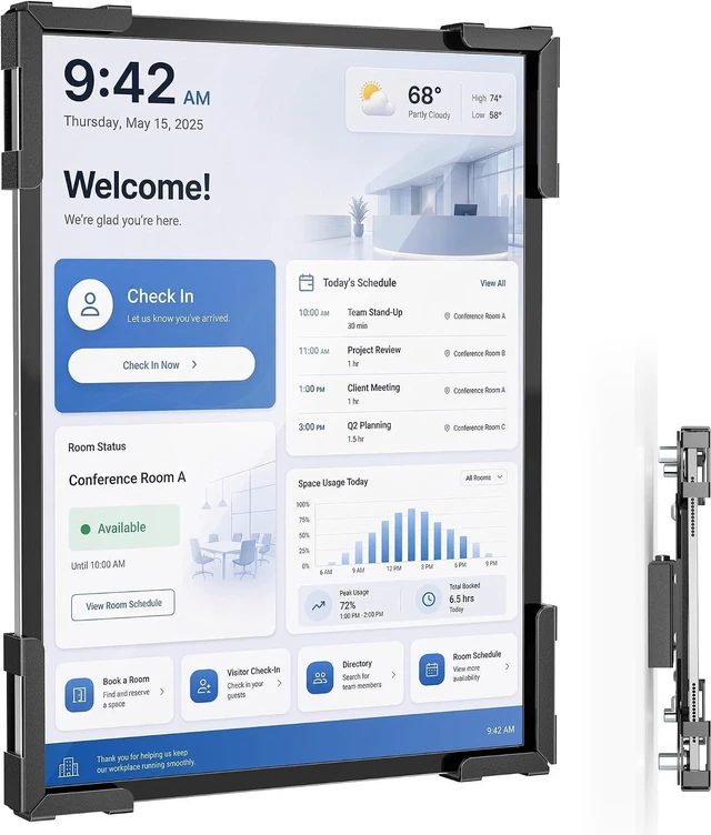 Main image of Anti-Theft iPad Wall Mount, Steel Wall Holder with 360° Screen Rotation for 9.7"-13" iPad Pro/Air, Galaxy Tab, Business POS, Reception & Meeting Rooms