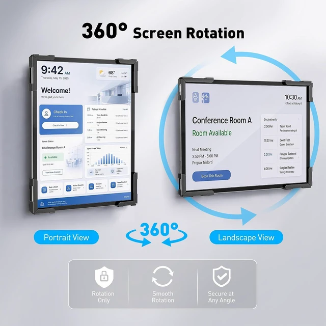 Alt view image 6 of 7 - Anti-Theft iPad Wall Mount, Steel Wall Holder with 360° Screen Rotation for 9.7"-13" iPad Pro/Air, Galaxy Tab, Business POS, Reception & Meeting Rooms