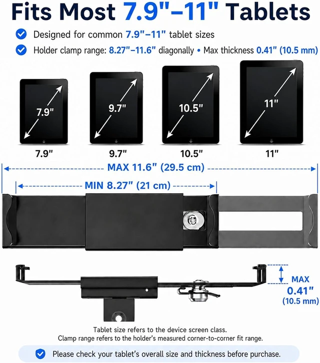 Alt view image 2 of 7 - Heavy-Duty Anti-Theft iPad Wall Mount, Security Tablet Holder