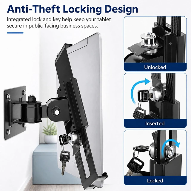 Alt view image 3 of 7 - Heavy-Duty Anti-Theft iPad Wall Mount, Security Tablet Holder