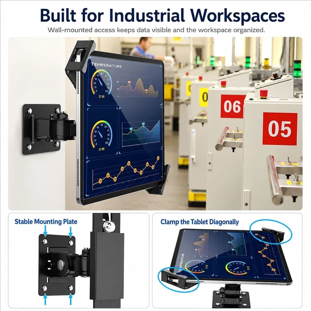 Alt view image 6 of 7 - Heavy-Duty Anti-Theft iPad Wall Mount, Security Tablet Holder