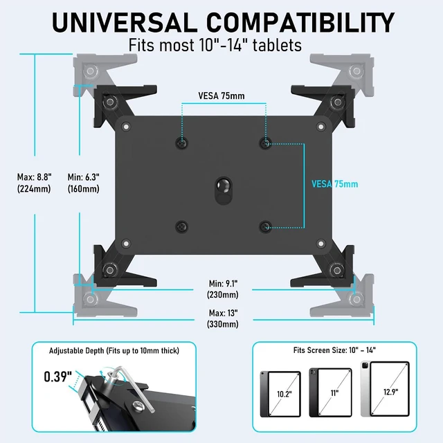 Alt view image 3 of 7 - Metal Enclosure Tablet Wall Mount, iPad Holder for Retail POS & Smart Home
