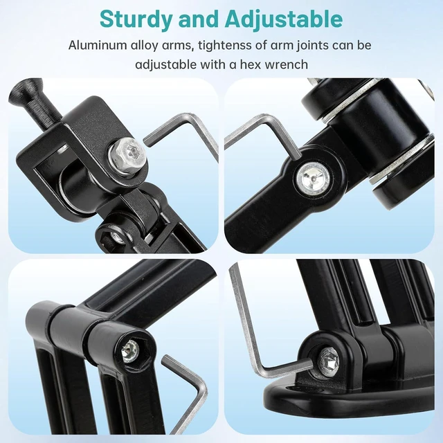 Alt view image 4 of 7 - Foldable iPad Wall Mount Holder, Aluminium Extendable Tablet Mount for 7~12.9 Inch Tablets iPad/Nexus/LG G Pads/e-Reader/Switch, Adjustable Articulating Swivel Arm