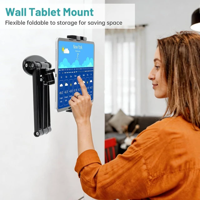 Alt view image 5 of 7 - Foldable iPad Wall Mount Holder, Aluminium Extendable Tablet Mount for 7~12.9 Inch Tablets iPad/Nexus/LG G Pads/e-Reader/Switch, Adjustable Articulating Swivel Arm