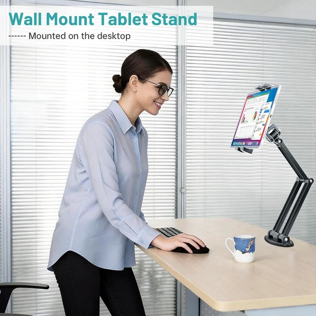 Alt view image 7 of 7 - Foldable iPad Wall Mount Holder, Aluminium Extendable Tablet Mount for 7~12.9 Inch Tablets iPad/Nexus/LG G Pads/e-Reader/Switch, Adjustable Articulating Swivel Arm