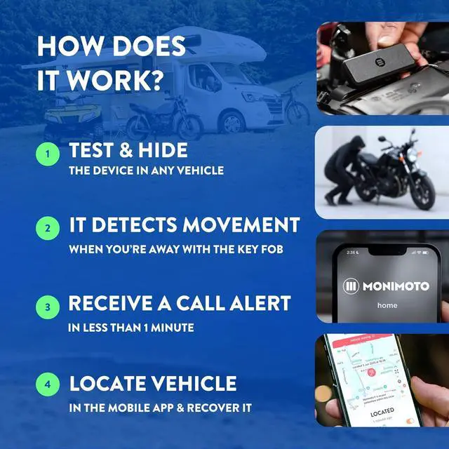 Alt view image 6 of 7 - Monimoto 9 US Version Anti-Theft GPS Tracker for Vehicles - Wireless Alarm, Waterproof and Dustproof Build, Phone Call Alerts and DIY Installation - Smart Motorcycle GPS Tracker, Boats, ATVs