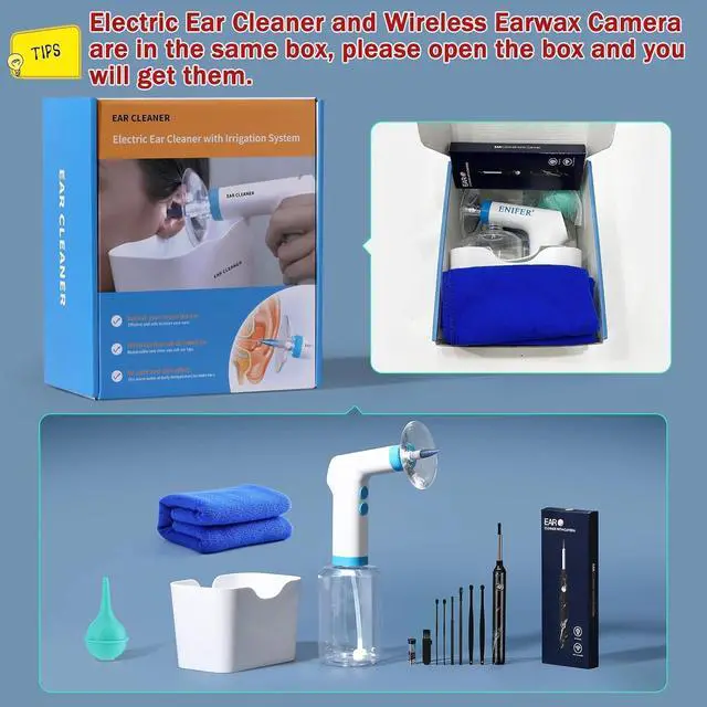 Alt view image 2 of 6 - Earwax Removal Electric Ear Irrigation Kit, Ear Cleaner with Camera, 1080P Otoscope,4 Pressure Levels Save and Effective Ear Wax Removal Kit