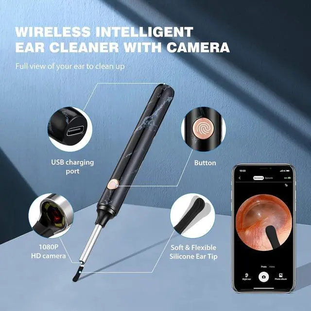 Alt view image 4 of 6 - Earwax Removal Electric Ear Irrigation Kit, Ear Cleaner with Camera, 1080P Otoscope,4 Pressure Levels Save and Effective Ear Wax Removal Kit