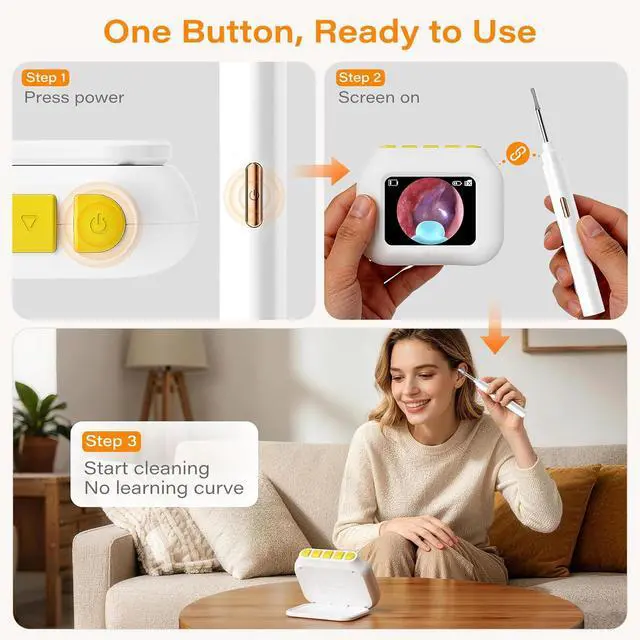 Alt view image 3 of 7 - Ear Wax Removal Tool Camera with Screen, Smart Screen Ear Wax Removal Kit with 2.8'' HD Display, WiFi Automatic Connect - Ear Cleaner Tool with Camera&Screen, 6 Replaceable Tips, No App/Phone Needed