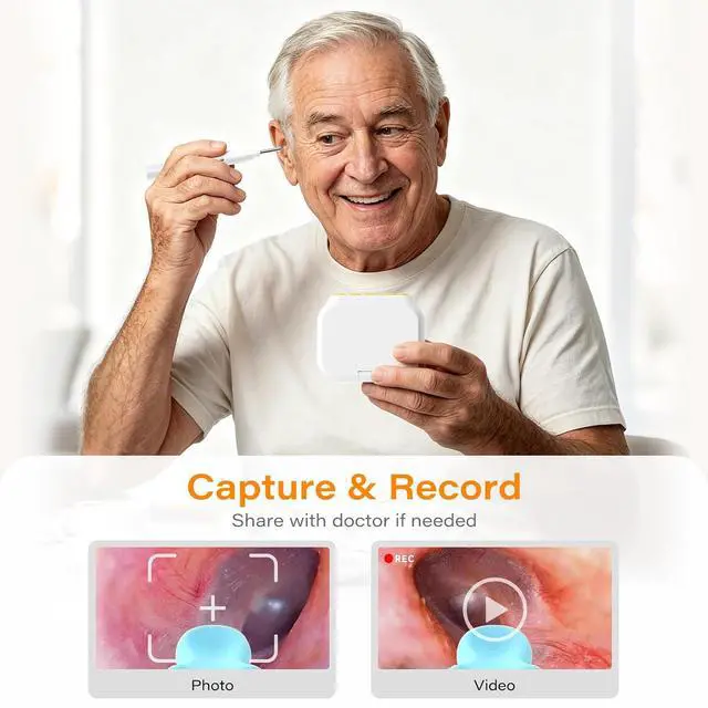 Alt view image 4 of 7 - Ear Wax Removal Tool Camera with Screen, Smart Screen Ear Wax Removal Kit with 2.8'' HD Display, WiFi Automatic Connect - Ear Cleaner Tool with Camera&Screen, 6 Replaceable Tips, No App/Phone Needed