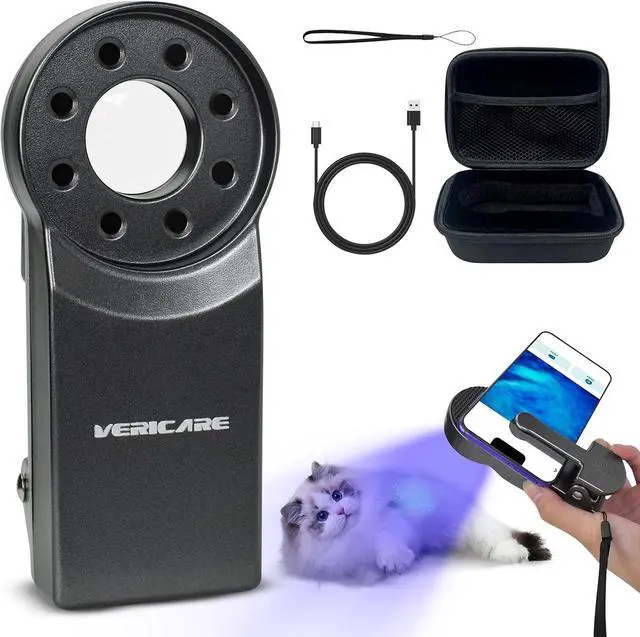 Main image of Woods Lamp with Magnifying Glass, Rechargeable UV Flashlight Skin Analyzer, 365nm Ultraviolet Light LED Black Light for Pet Cat Urine Detection, Resin Curing, Cat Dog Ringworm
