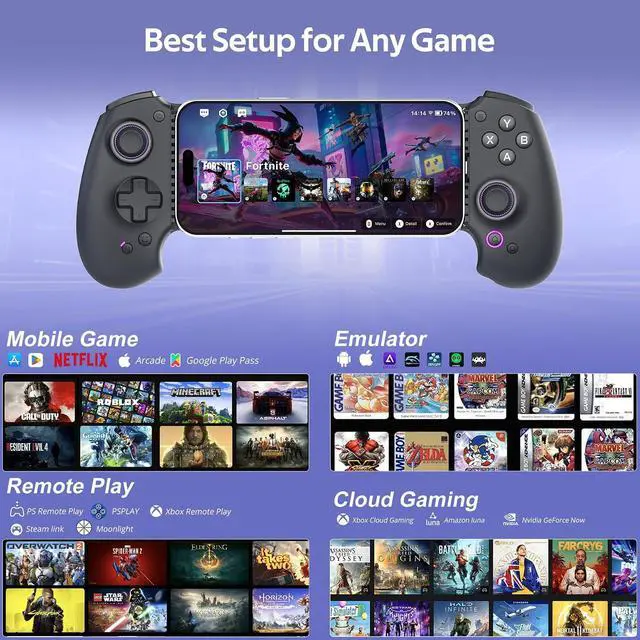 Alt view image 4 of 7 - S9 Full-Size Bluetooth Type-C Mobile Gaming Controller for Switch iPhone iPad Android Phone Tablets,Wireless Gamepad with Hall Joystick Trigger,Customizable ButtonsFree Key MappingAPP