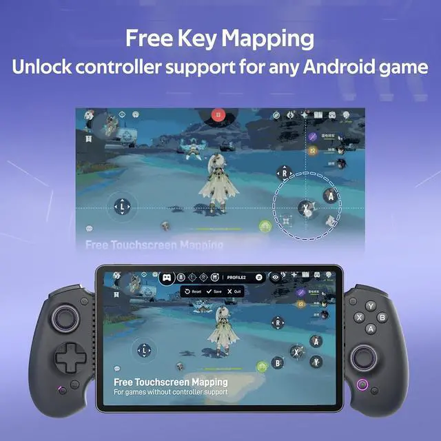 Alt view image 5 of 7 - S9 Full-Size Bluetooth Type-C Mobile Gaming Controller for Switch iPhone iPad Android Phone Tablets,Wireless Gamepad with Hall Joystick Trigger,Customizable ButtonsFree Key MappingAPP