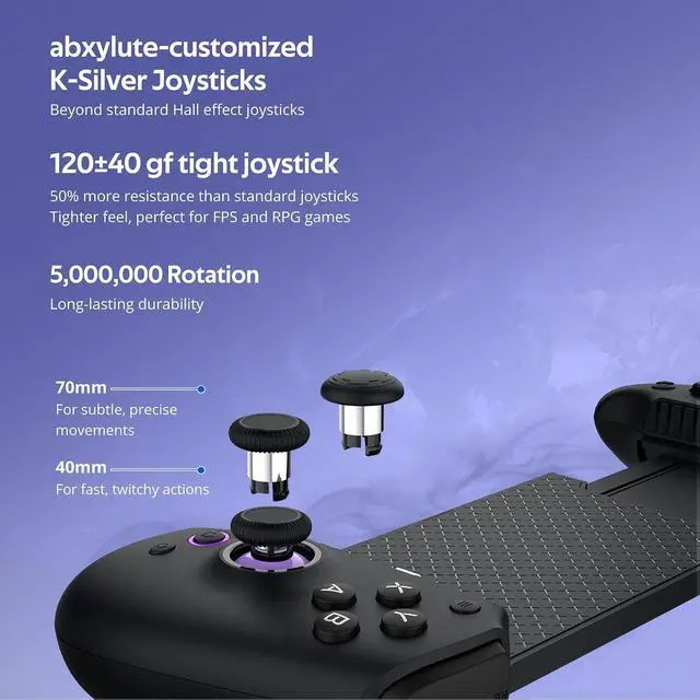 Alt view image 6 of 7 - S9 Full-Size Bluetooth Type-C Mobile Gaming Controller for Switch iPhone iPad Android Phone Tablets,Wireless Gamepad with Hall Joystick Trigger,Customizable ButtonsFree Key MappingAPP