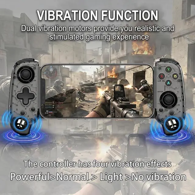 Alt view image 5 of 7 - USB-C Wired & Wireless Mobile Game Controller for iPhone, Android USB-C Phones, PC, Switch - Supports Xbox/PS/Steam Remote Play & Cloud Gaming - Hall Effect Joysticks, Turbo, Vibration