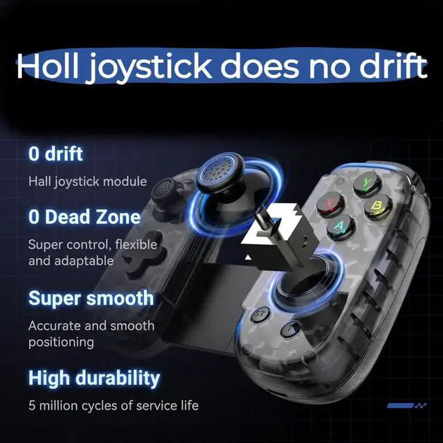 Alt view image 6 of 7 - USB-C Wired & Wireless Mobile Game Controller for iPhone, Android USB-C Phones, PC, Switch - Supports Xbox/PS/Steam Remote Play & Cloud Gaming - Hall Effect Joysticks, Turbo, Vibration