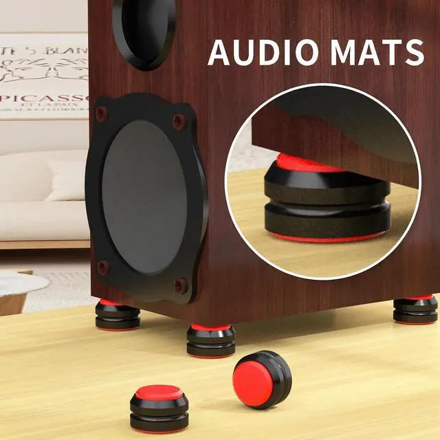 Alt view image 4 of 6 - Audio Speaker Aluminum/Silicone Isolation Feet Turntable Damper Vibration Stopper Stand Absorption Shock Pad for Amplifier Preamp DAC Devices 4Pcs (Red, 1.73"x1.18")