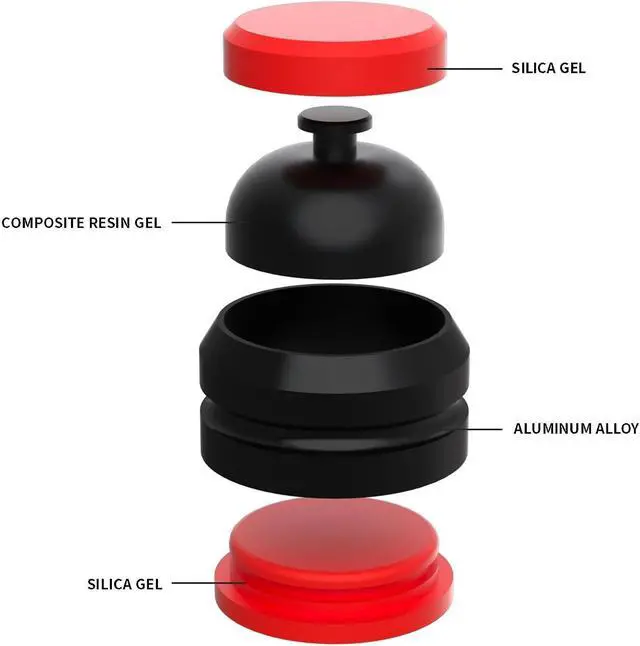 Alt view image 5 of 6 - Audio Speaker Aluminum/Silicone Isolation Feet Turntable Damper Vibration Stopper Stand Absorption Shock Pad for Amplifier Preamp DAC Devices 4Pcs (Red, 1.73"x1.18")