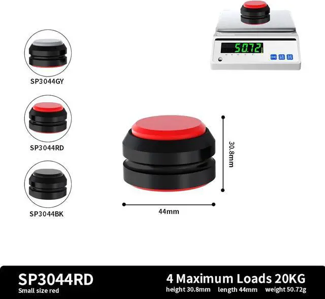 Alt view image 5 of 5 - Audio Speaker Aluminum/Silicone Isolation Feet Turntable Damper Vibration Stopper Stand Absorption Shock Pad for Amplifier Preamp DAC Devices 4Pcs (Black, 1.73"x1.18")