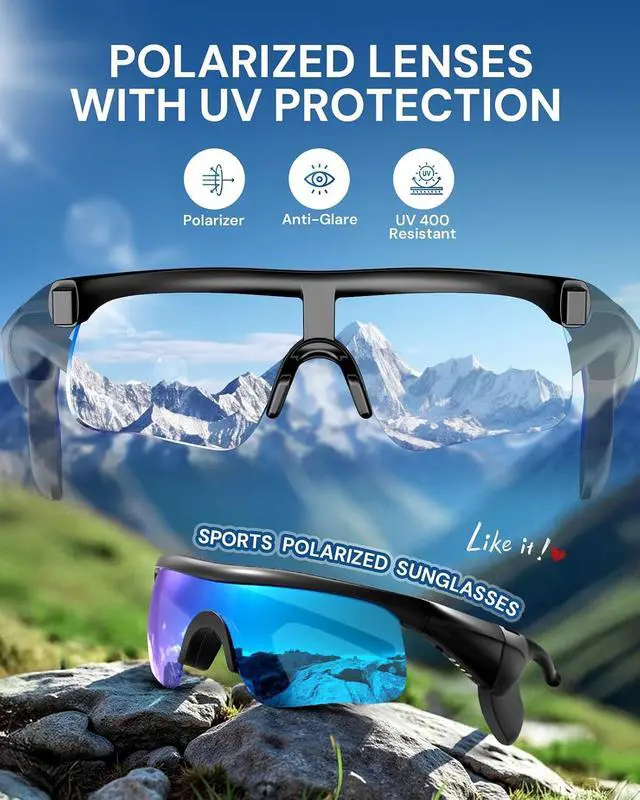 Alt view image 4 of 7 - Bluetooth Audio Sunglasses: Polarized UV400 with Speakers