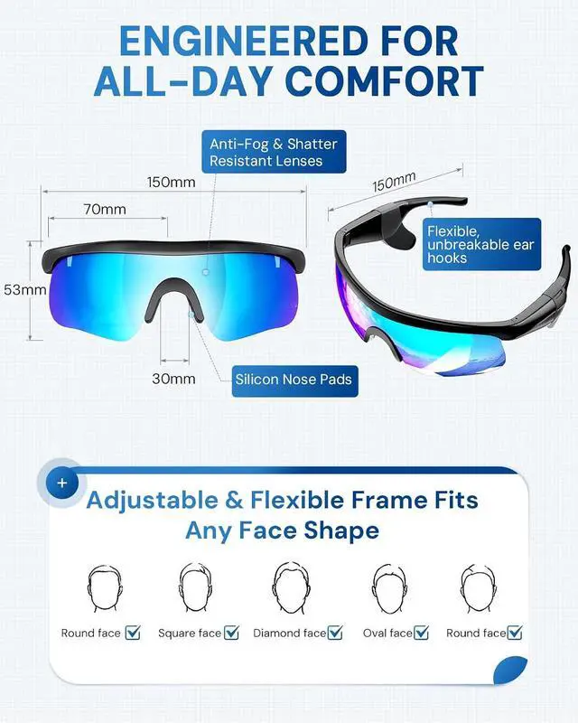 Alt view image 5 of 7 - Bluetooth Audio Sunglasses: Polarized UV400 with Speakers