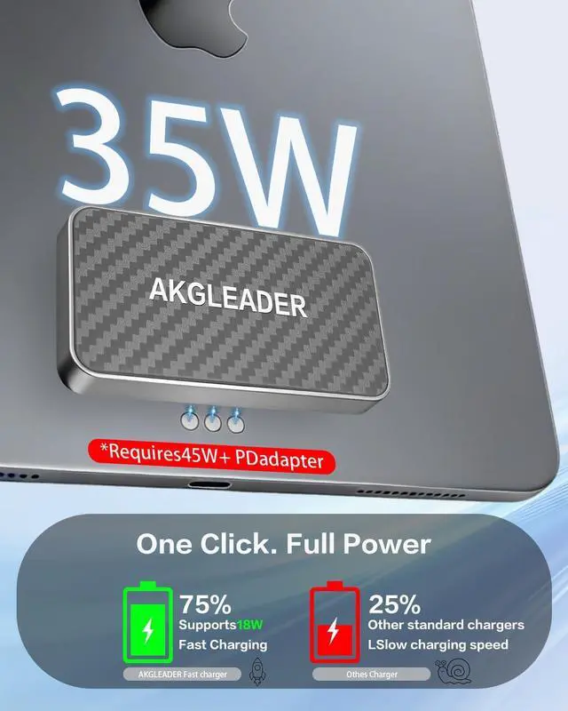 Alt view image 3 of 7 - Magnetic Wireless Charger for iPad Pro 13" M4/M5 ONLY,35W Fast Charging Smart Connector Charger for ipad Tablet, Aluminum Alloy Wireless Charging Pad with USB-C Cord Cable (Adapter Not Included)