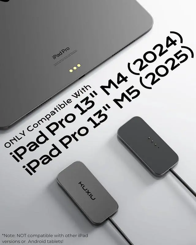 Alt view image 3 of 7 - Magnetic Wireless Charger for iPad Pro 13" M4/M5 ONLY, 35W Fast Charging Smart Connector Charger, Aluminum Alloy Wireless Charging Pad with 6.56ft USB-C Cord Cable (Adapter Not Included)