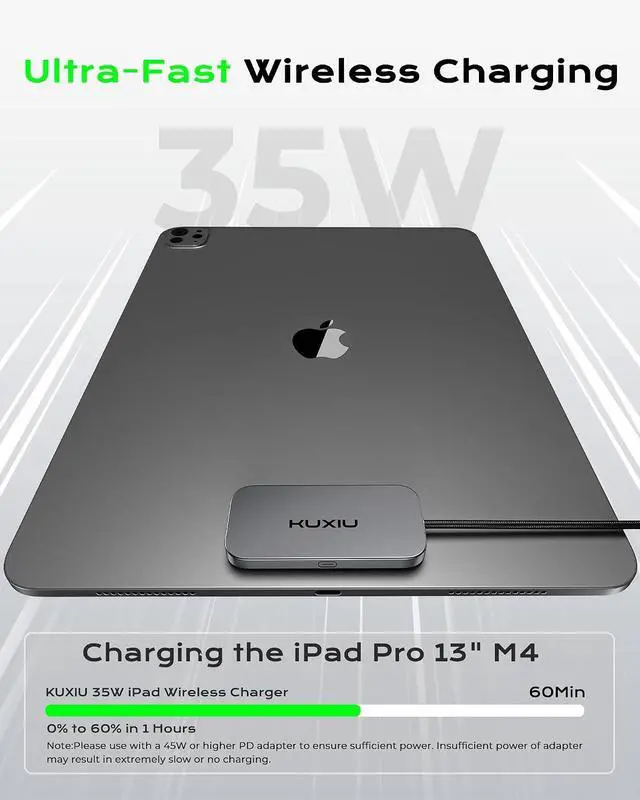 Alt view image 4 of 7 - Magnetic Wireless Charger for iPad Pro 13" M4/M5 ONLY, 35W Fast Charging Smart Connector Charger, Aluminum Alloy Wireless Charging Pad with 6.56ft USB-C Cord Cable (Adapter Not Included)