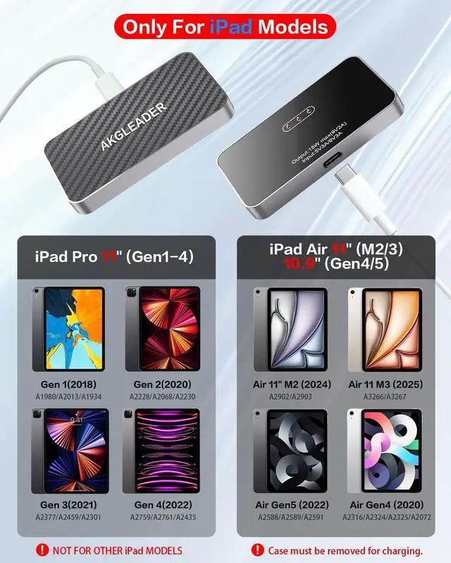 Alt view image 2 of 7 - Magnetic Wireless Charger for iPad Pro 11" (1st/2nd/3rd/4th)& Air 11"(M2/M3) & iPad Air 10.9"(4th/5th), 18W Fast Charging Smart Connector Charger Pad with USB-C Cable (Adapter Not)