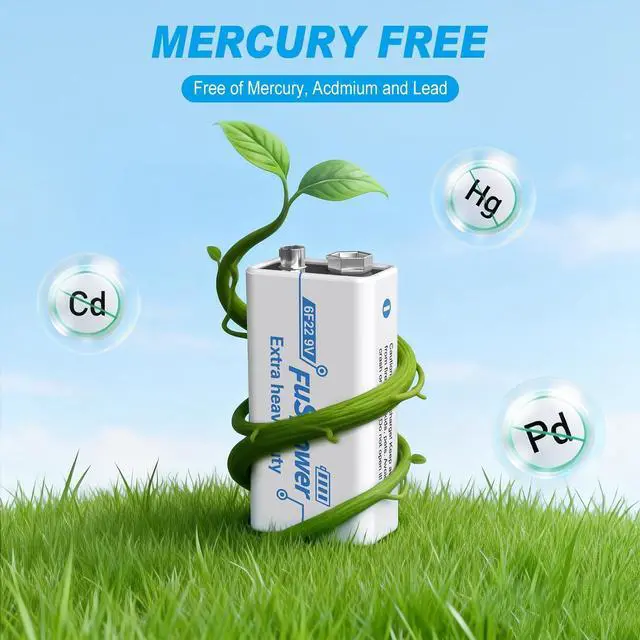 Alt view image 5 of 6 - 9V Batteries for Smoke Detector: Ultra Long Lasting Fire Alarm Battery 100 Pack - 6F22 Super Heavy Duty Power for Guitar Pedals Microphone Multimeter - Green Energy Mercury/Cadmium/Lead-Free