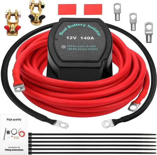 Main image of 12v 140 A Dual Battery Isolator Kit - ATV/UTV Wiring Kit - Voltage Sensitive Relay - VSR - Boat Dual Battery Smart Isolator Kit, Automatic Battery Disconnect Switch