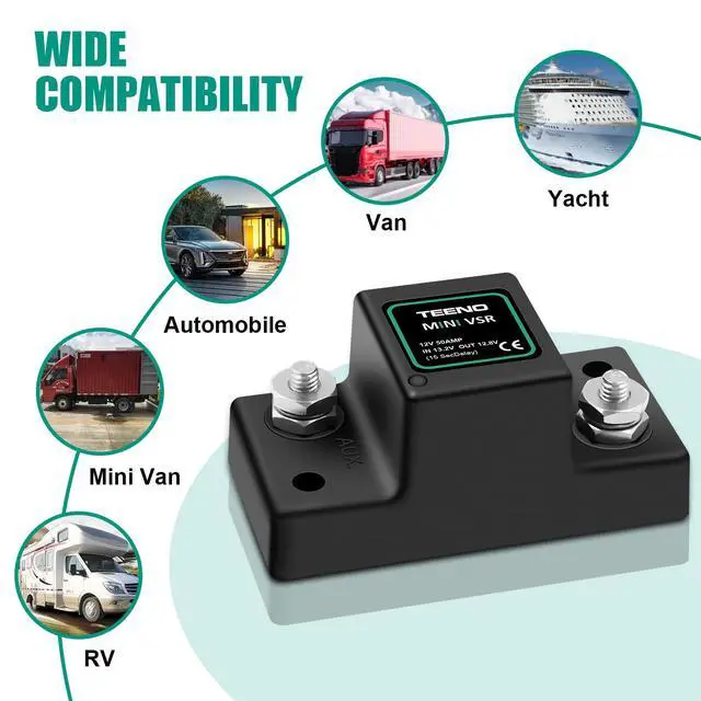 Alt view image 7 of 7 - 12V 50Amp ATV UTV Smart Dual Battery Isolator Kit for Personal Watercraft, Snowmobile, Street Bike, Cruiser/Touring