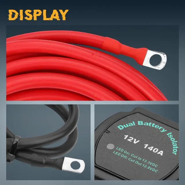 Alt view image 6 of 7 - 12v 140 A Dual Battery Isolator Kit - ATV/UTV Wiring Kit - Voltage Sensitive Relay - VSR - Boat Dual Battery Smart Isolator Kit, Automatic Battery Disconnect Switch