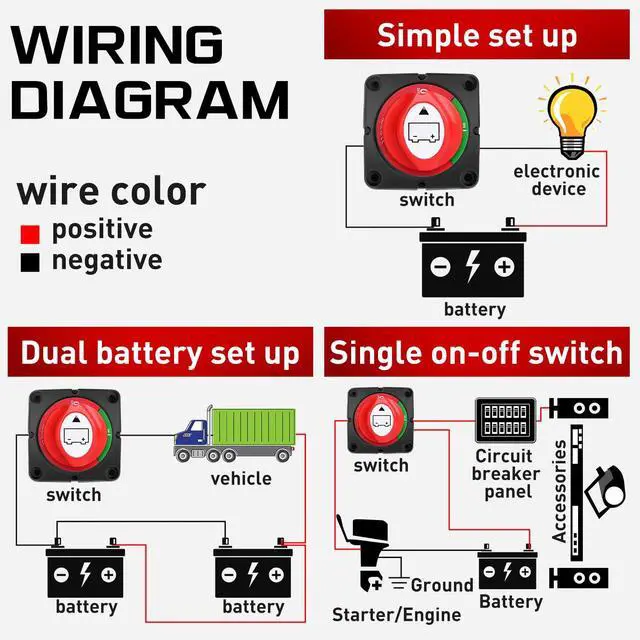 Alt view image 3 of 7 - 600A High Current Battery Switch | 12V-48V ON Off Heavy Duty Battery Power Cut Master Switch Disconnect Isolator for Truck Vehicle Trailer RV Marine Boat Yacht
