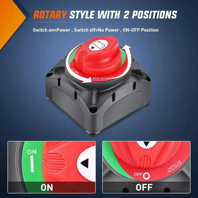 Alt view image 6 of 7 - 600A High Current Battery Switch | 12V-48V ON Off Heavy Duty Battery Power Cut Master Switch Disconnect Isolator for Truck Vehicle Trailer RV Marine Boat Yacht