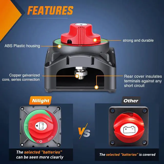 Alt view image 7 of 7 - 600A High Current Battery Switch | 12V-48V ON Off Heavy Duty Battery Power Cut Master Switch Disconnect Isolator for Truck Vehicle Trailer RV Marine Boat Yacht