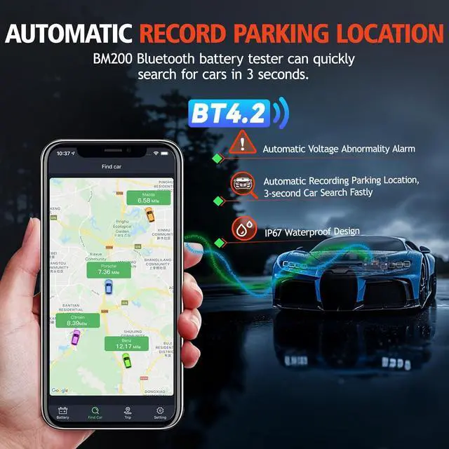 Alt view image 5 of 7 - BM200-US Car Battery Tester 12V Automotive Battery Monitor Bluetooth | Auto Battery Load Tester with Cranking Charging Test Alarm Record Voltage History Voltmeter for Car/RV/Motorcycle/Truck/Boat
