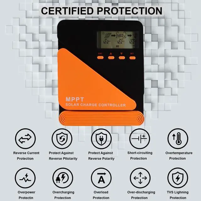 Alt view image 4 of 7 - 60A 100V MPPT Solar Charge Controller 12V/24V Auto Adaptive Dual 5V/3A USB Charging Port, for LiFePO4, LA, Lithium, TL, Gel, Flooded, and AGM Battery