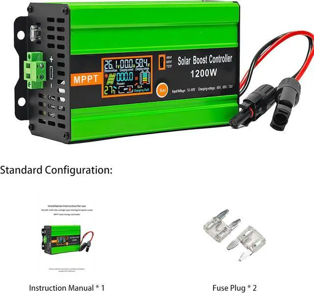 Alt view image 7 of 7 - 30A/48V MPPT Solar Charge Controller 1200W 12-60V Input to 48-72V | 1200W Controller with LCD,Output Max 15A for LiFePO4/Lithium/Lead Acid Battery for RV/Solar System/Golf Cart,Full Protection