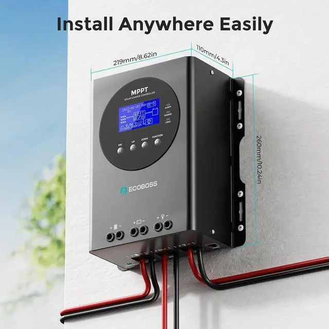Alt view image 7 of 7 - 60A MPPT Solar Charge Controller 12V/24V/36V/48V Auto, Max 150V PV Input, LCD Display, Adjustable Parameter Solar Panel Regulator for Lithium, Gel, Flooded Battery