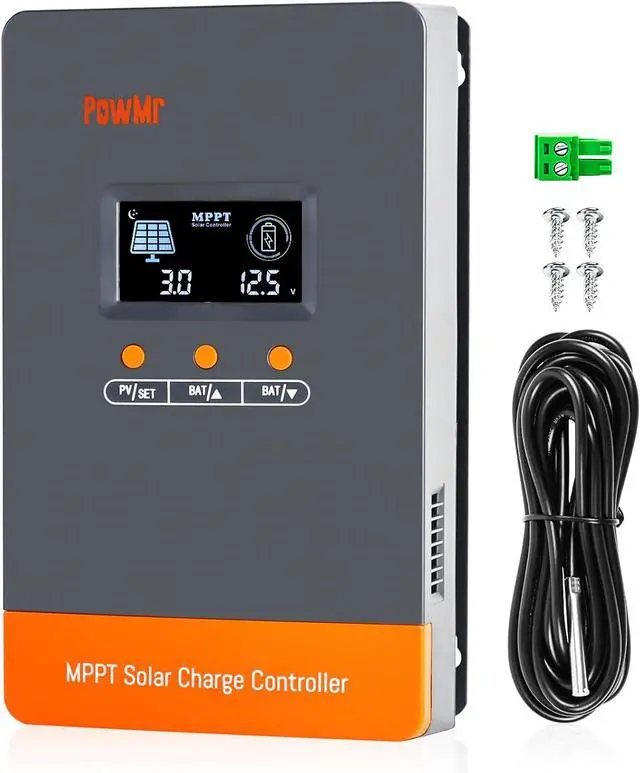 Main image of PowMr 100A MPPT Solar Controller 12V/24V/48V Auto, MPPT Charge Controller 100 Amp w/ LCD Display, Support 12(Max) Solar Regulator Connections in Parallel, Work with Lead-Acid and Lithium Batteries