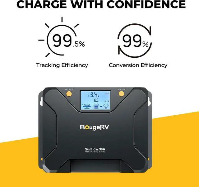 Alt view image 5 of 7 - MPPT Solar Charge Controller 30A, w/ Low-Temp Cut-Off, APP Control, Backlit LCD, 30 Amp Solar Panel Regulator 12V/24V for LiFePO4, SLD, Gel, FLD, AGM Battery, RV, Marine, Upgraded