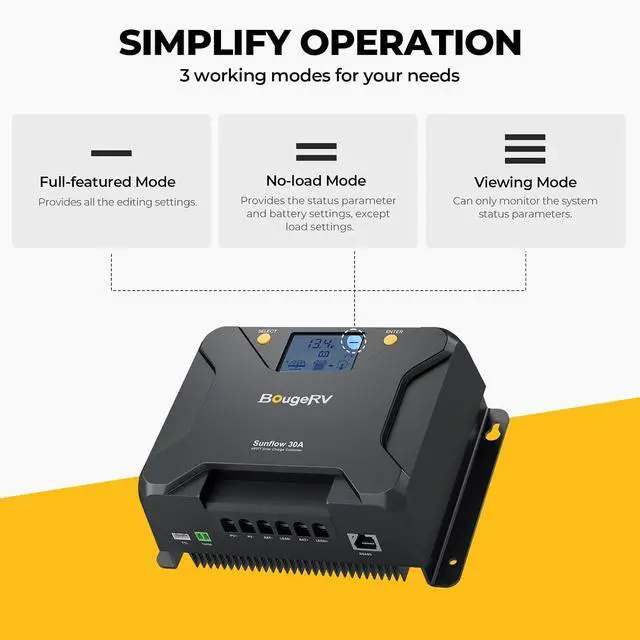 Alt view image 6 of 7 - MPPT Solar Charge Controller 30A, w/ Low-Temp Cut-Off, APP Control, Backlit LCD, 30 Amp Solar Panel Regulator 12V/24V for LiFePO4, SLD, Gel, FLD, AGM Battery, RV, Marine, Upgraded