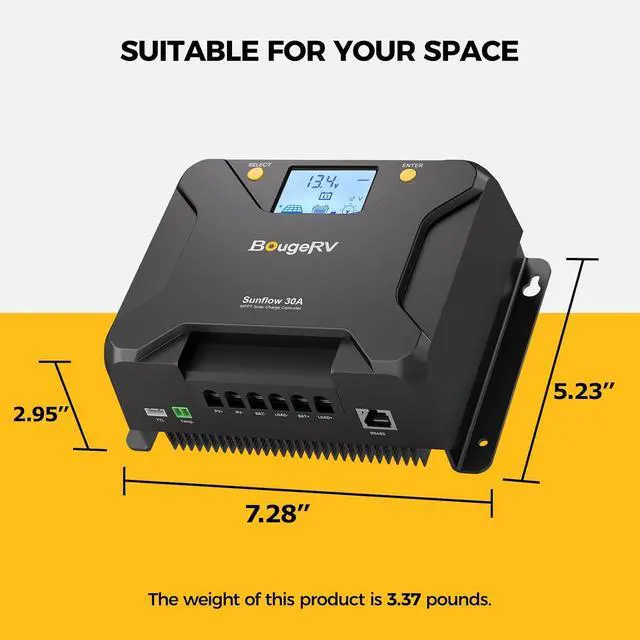 Alt view image 7 of 7 - MPPT Solar Charge Controller 30A, w/ Low-Temp Cut-Off, APP Control, Backlit LCD, 30 Amp Solar Panel Regulator 12V/24V for LiFePO4, SLD, Gel, FLD, AGM Battery, RV, Marine, Upgraded