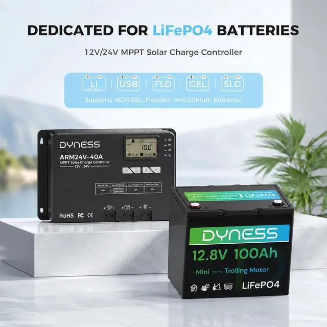 Alt view image 3 of 7 - 40A 12V/24V Auto MPPT Solar Charge Controller , APP Control & LCD Display, 40 Amp Solar Regulator for LiFePO4/AGM/Gel/FLD/SLD Batteries - RV, Marine, Off-Grid Systems